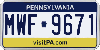PA license plate MWF9671