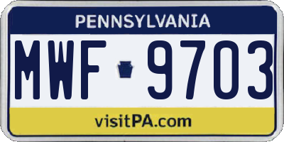 PA license plate MWF9703