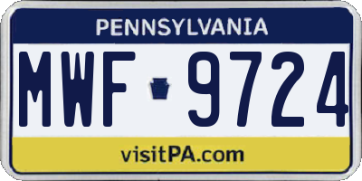 PA license plate MWF9724