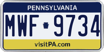 PA license plate MWF9734
