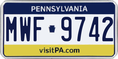 PA license plate MWF9742