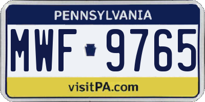 PA license plate MWF9765