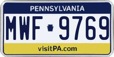 PA license plate MWF9769