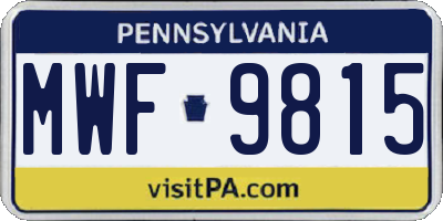 PA license plate MWF9815