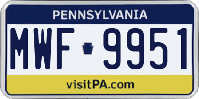 PA license plate MWF9951
