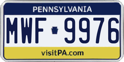 PA license plate MWF9976