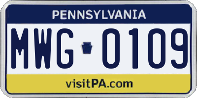 PA license plate MWG0109