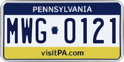 PA license plate MWG0121
