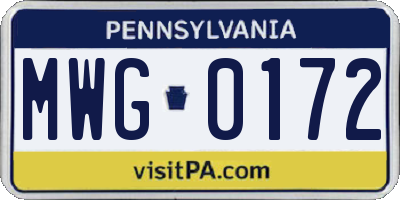 PA license plate MWG0172