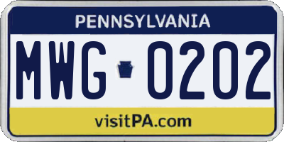 PA license plate MWG0202