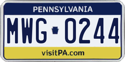 PA license plate MWG0244