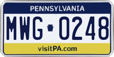 PA license plate MWG0248
