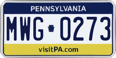 PA license plate MWG0273