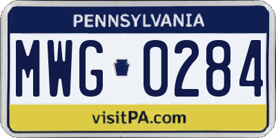 PA license plate MWG0284