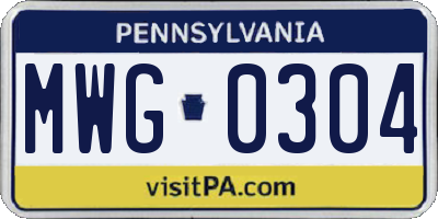 PA license plate MWG0304