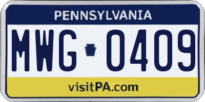 PA license plate MWG0409