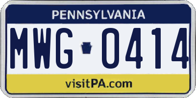 PA license plate MWG0414