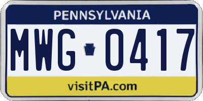 PA license plate MWG0417