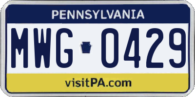 PA license plate MWG0429