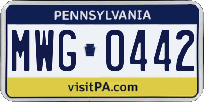 PA license plate MWG0442