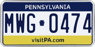 PA license plate MWG0474