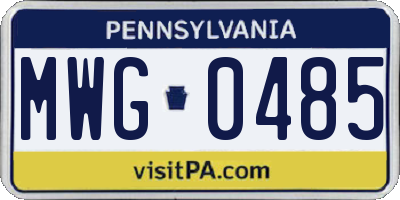 PA license plate MWG0485
