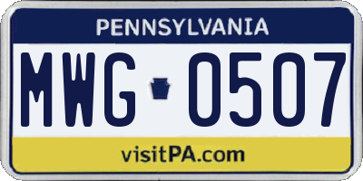 PA license plate MWG0507