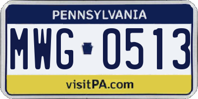 PA license plate MWG0513