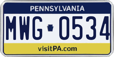 PA license plate MWG0534