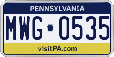 PA license plate MWG0535