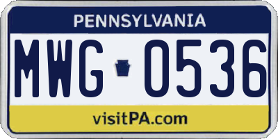 PA license plate MWG0536