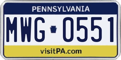 PA license plate MWG0551