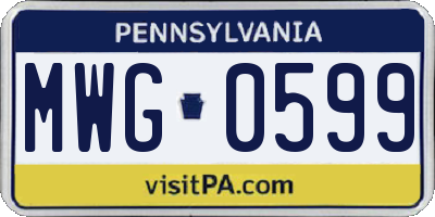 PA license plate MWG0599