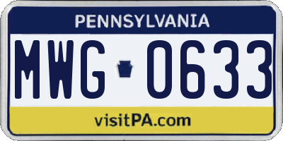 PA license plate MWG0633