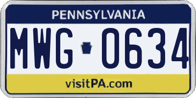 PA license plate MWG0634