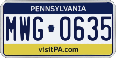 PA license plate MWG0635