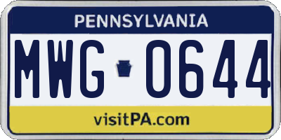 PA license plate MWG0644
