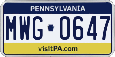 PA license plate MWG0647