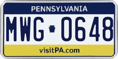PA license plate MWG0648