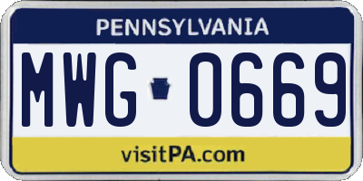 PA license plate MWG0669