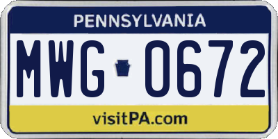 PA license plate MWG0672