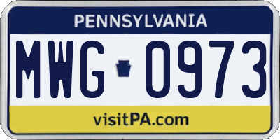 PA license plate MWG0973