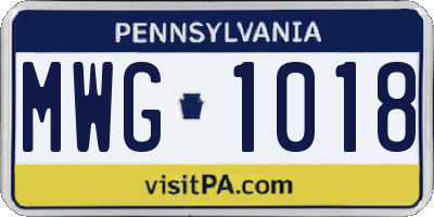PA license plate MWG1018