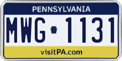 PA license plate MWG1131