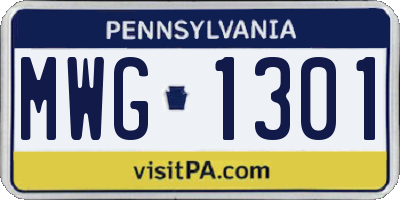 PA license plate MWG1301