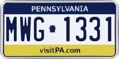 PA license plate MWG1331