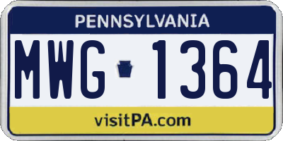PA license plate MWG1364