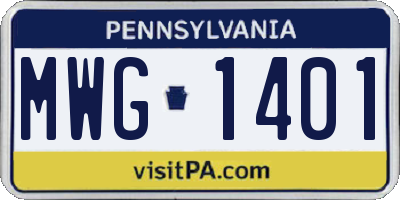 PA license plate MWG1401
