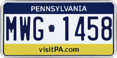 PA license plate MWG1458