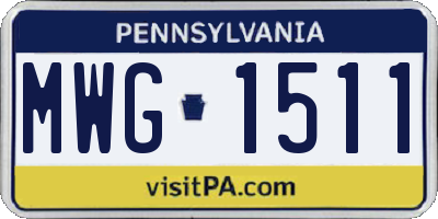 PA license plate MWG1511